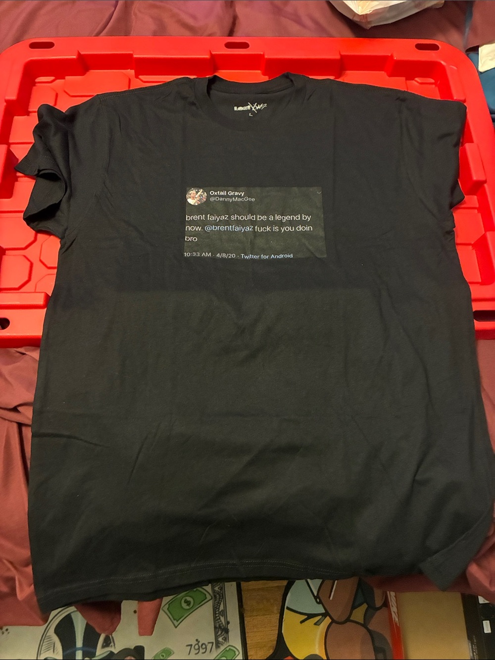 Comfort Fit Black Short Sleeve Tee with Tweet Graphic